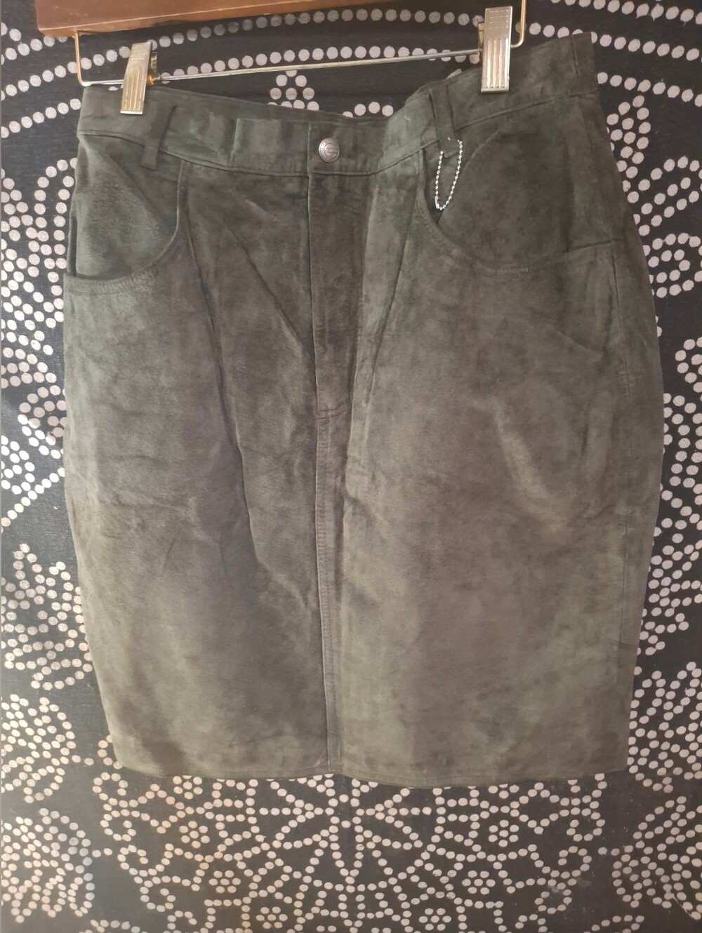 Classic Olive Suede Pencil Skirt